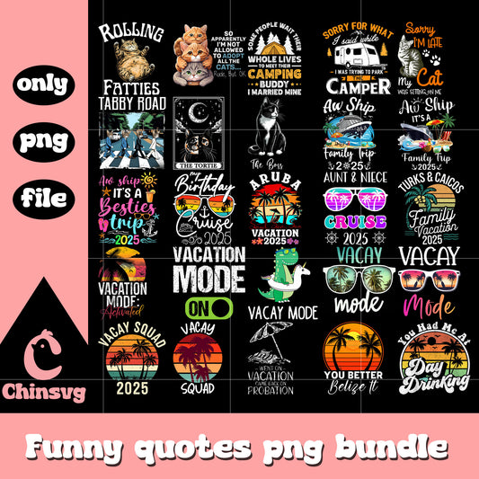 Vacation mode on design bundle png, family vacation png