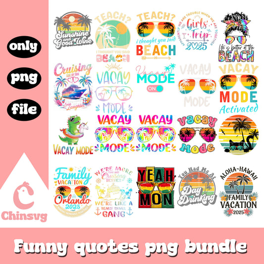 Vacay mode design bundle png, family vacation png, vintage holiday png