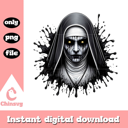 Valak portrait splatter outline png, valak character png