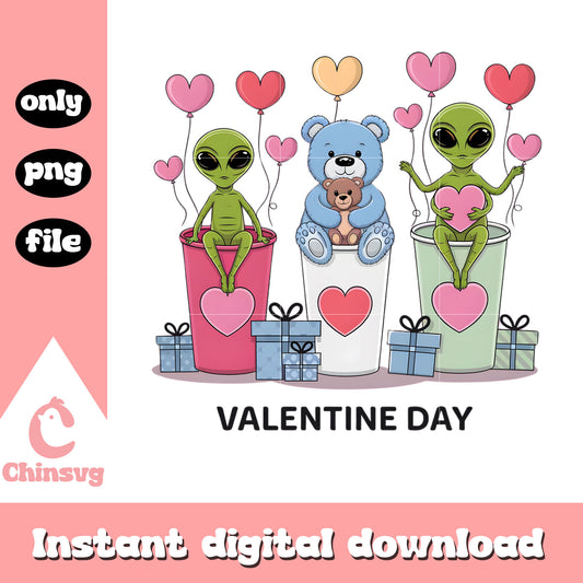 Valentine alien mascot bear png, alien valentines​​ png