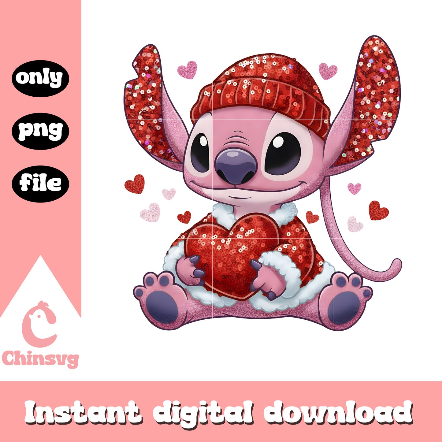 Valentine angel santa crochet png, stitch valentines​​​ png