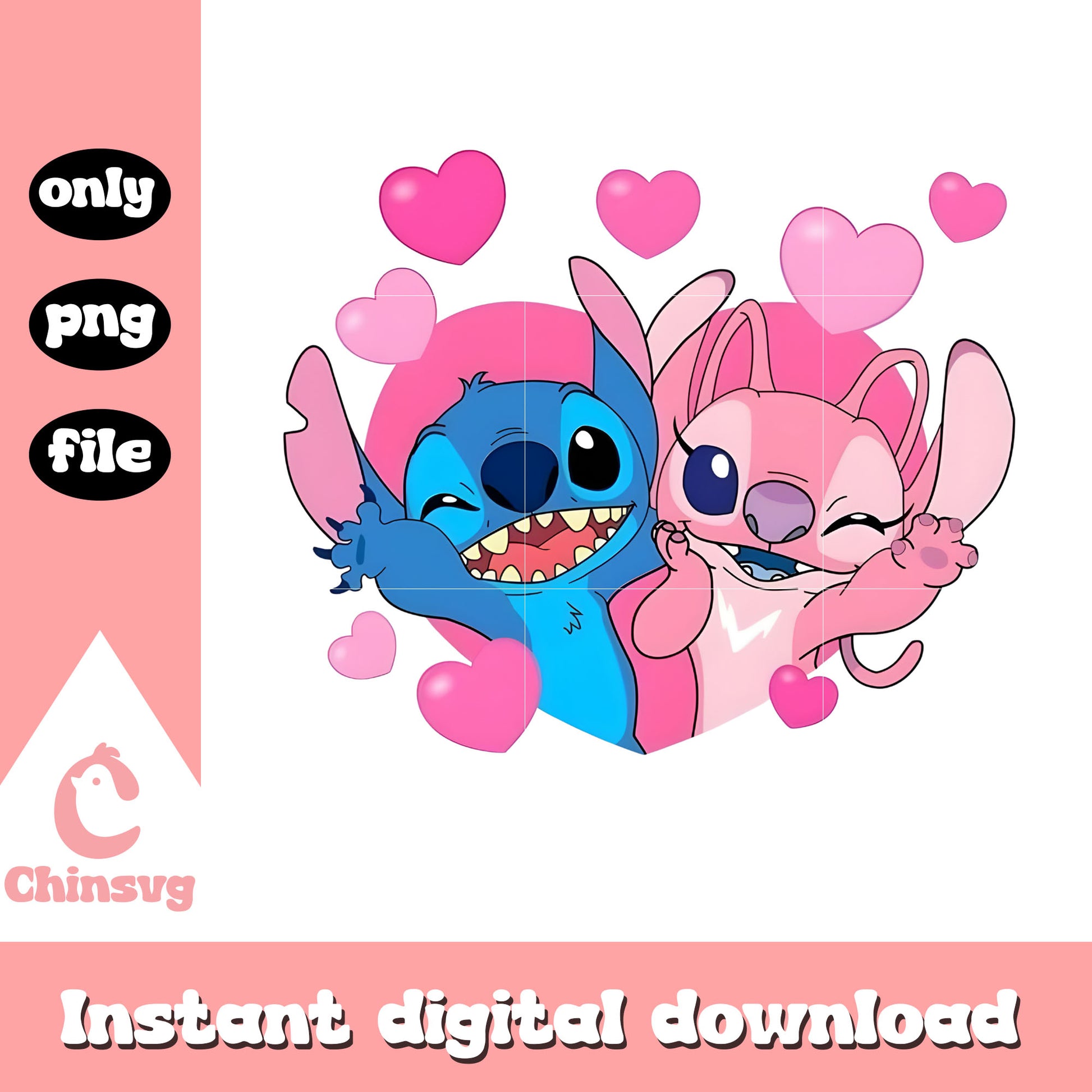 Valentine angel stitch love png, stitch valentines day​ png