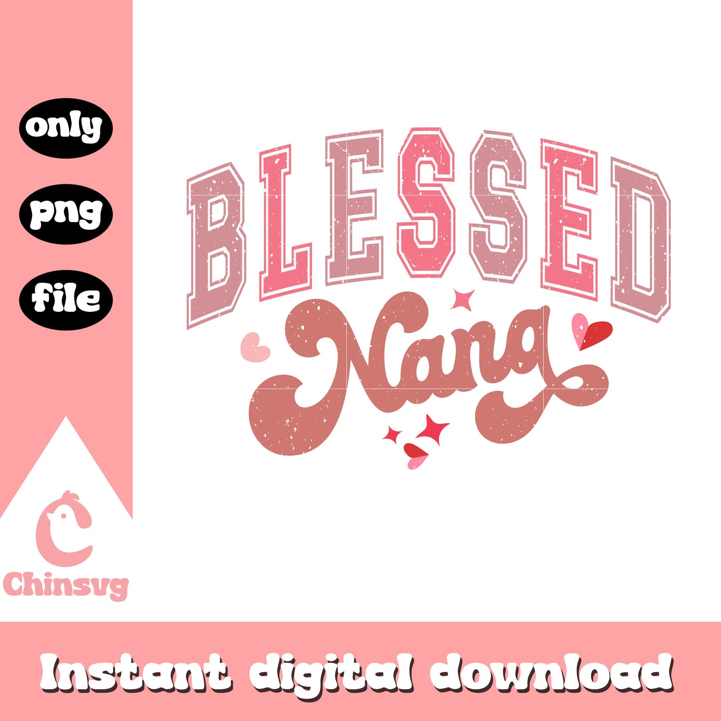 Valentine blessed pink design png, valentine's day logo​ png