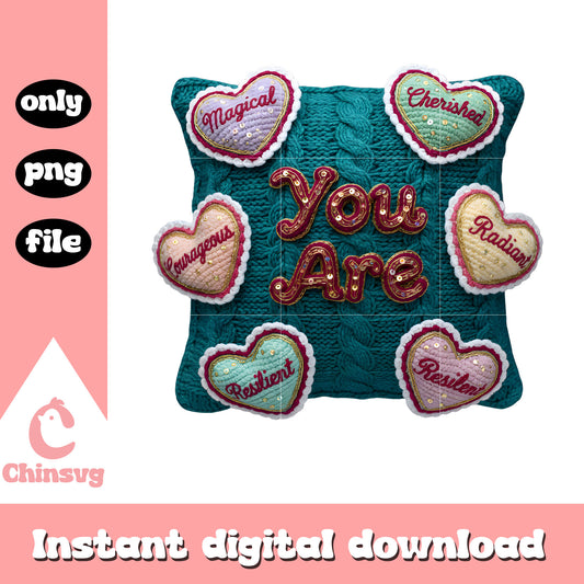 Valentine blue hearts crochet png, heart valentine's day png