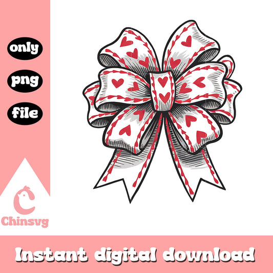 Valentine bow heart pattern png, heart png, valentine png