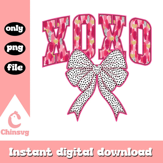 Valentine bow xoxo custom png, valentines day logo​ png
