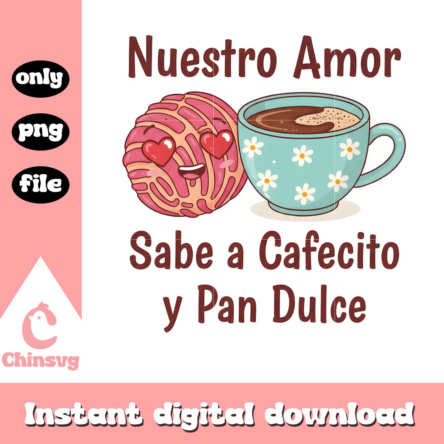Valentine cafecito conchas flower png, valentines day love​​ png