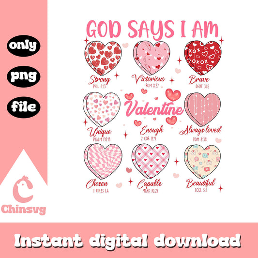 Valentine candy heart god says I am png, sweet valentine png