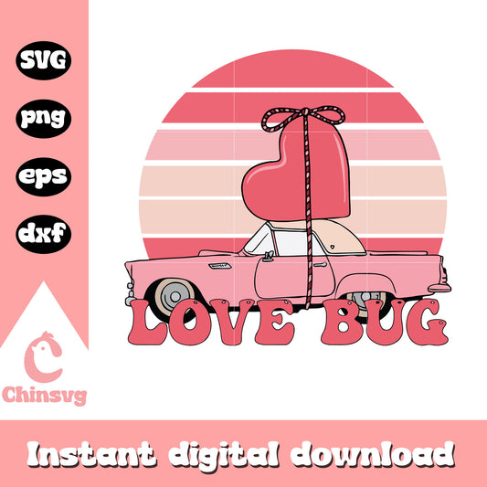 Valentine car love bug design svg, heart shape svg, love bug svg