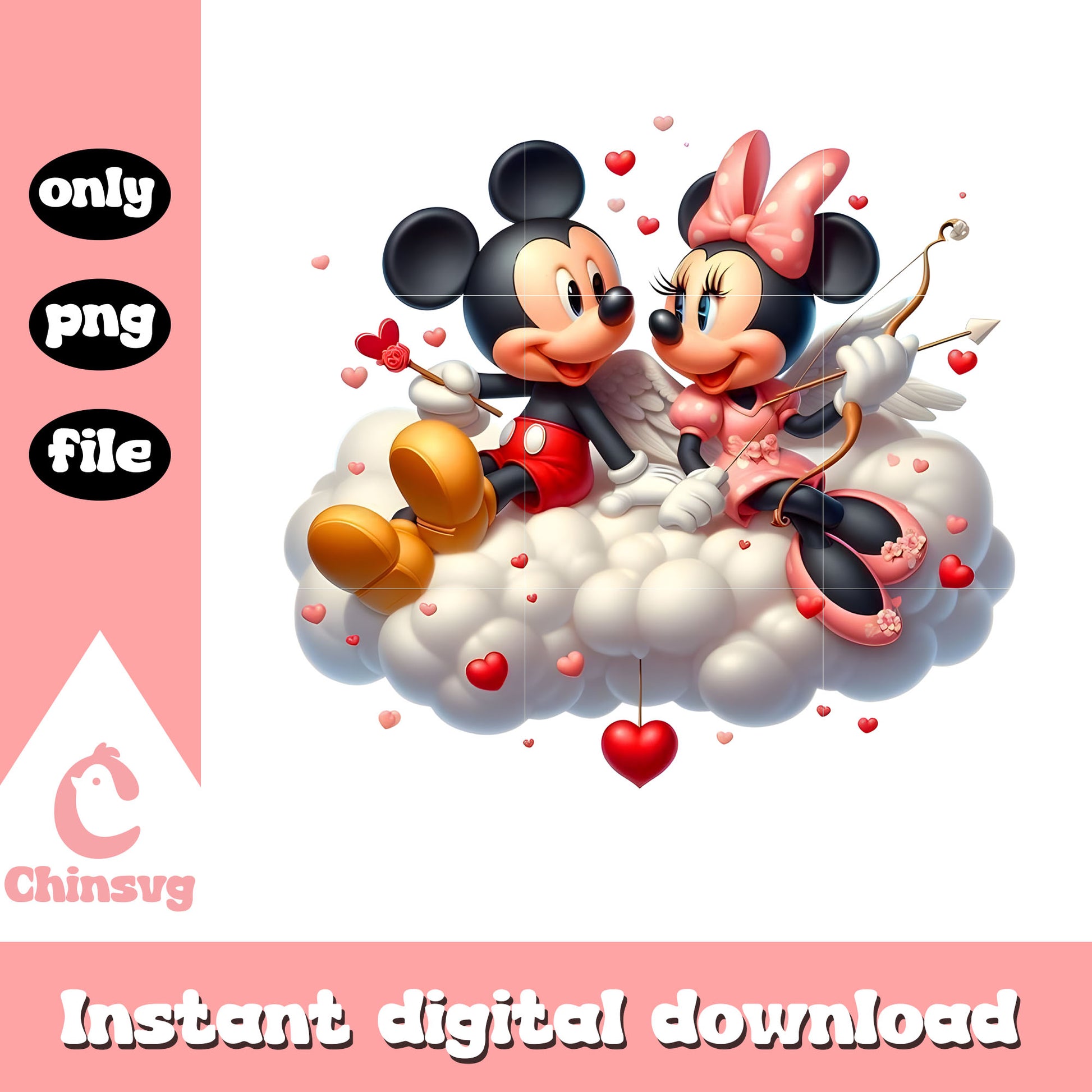 Valentine couple angel cloud png, disney valentine png