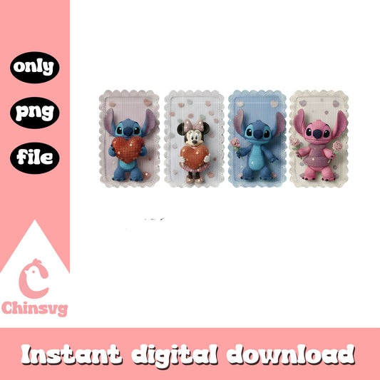 Valentine couple stitch crochet png, stitch valentines day​​ png