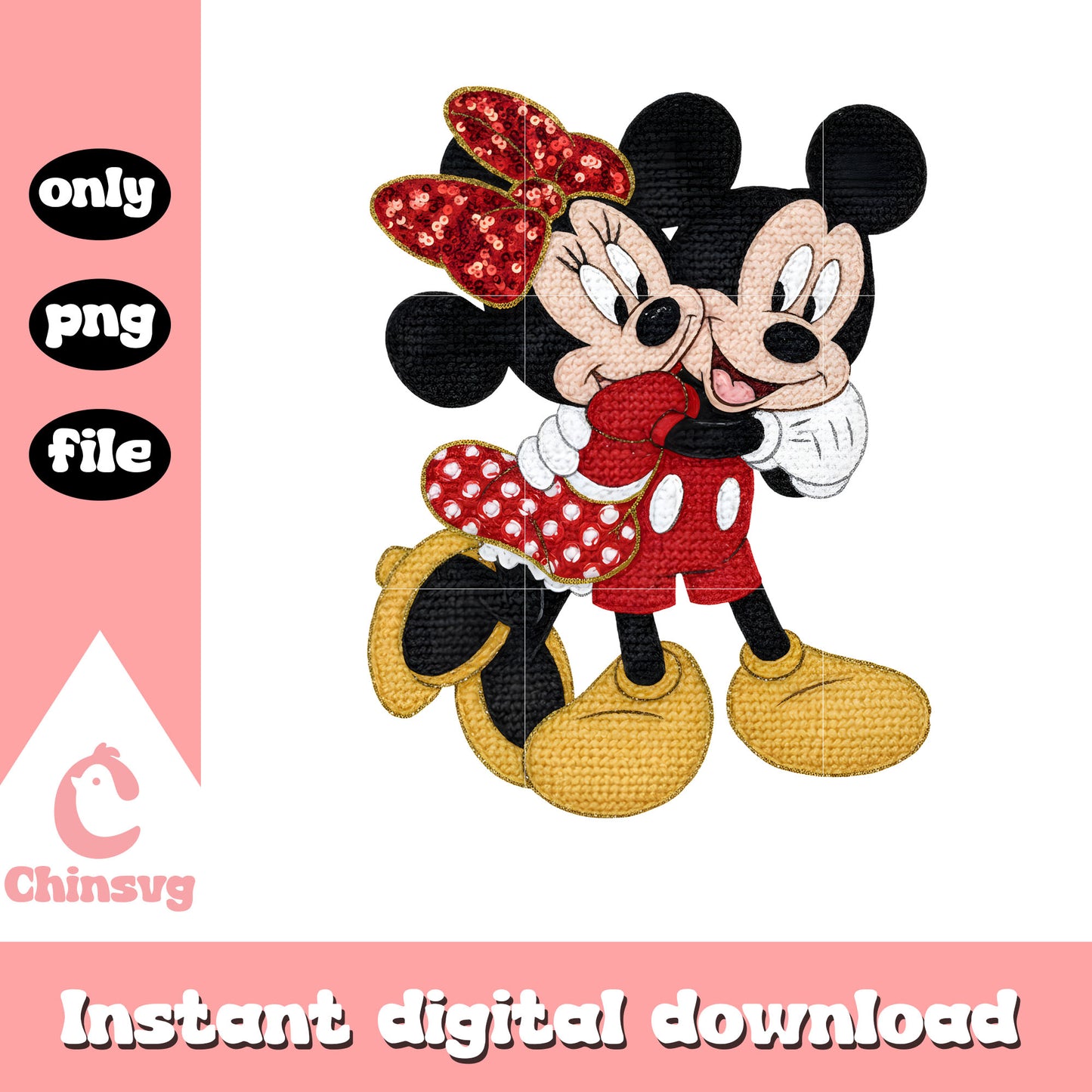 Valentine crochet couple cute png, disney valentine's day​ png
