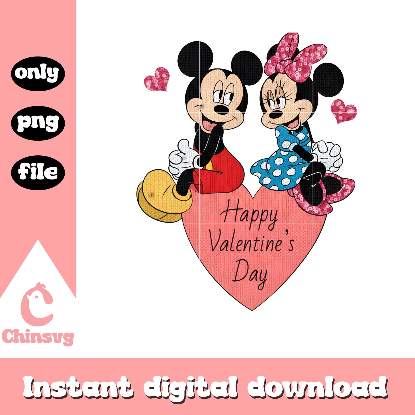 Valentine crochet couple mickey png, disney valentines​ png