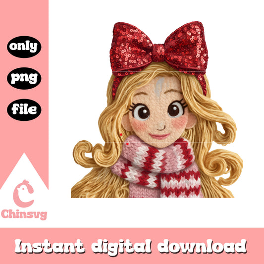 Valentine crochet cute princess png, valentines day bow​​ png