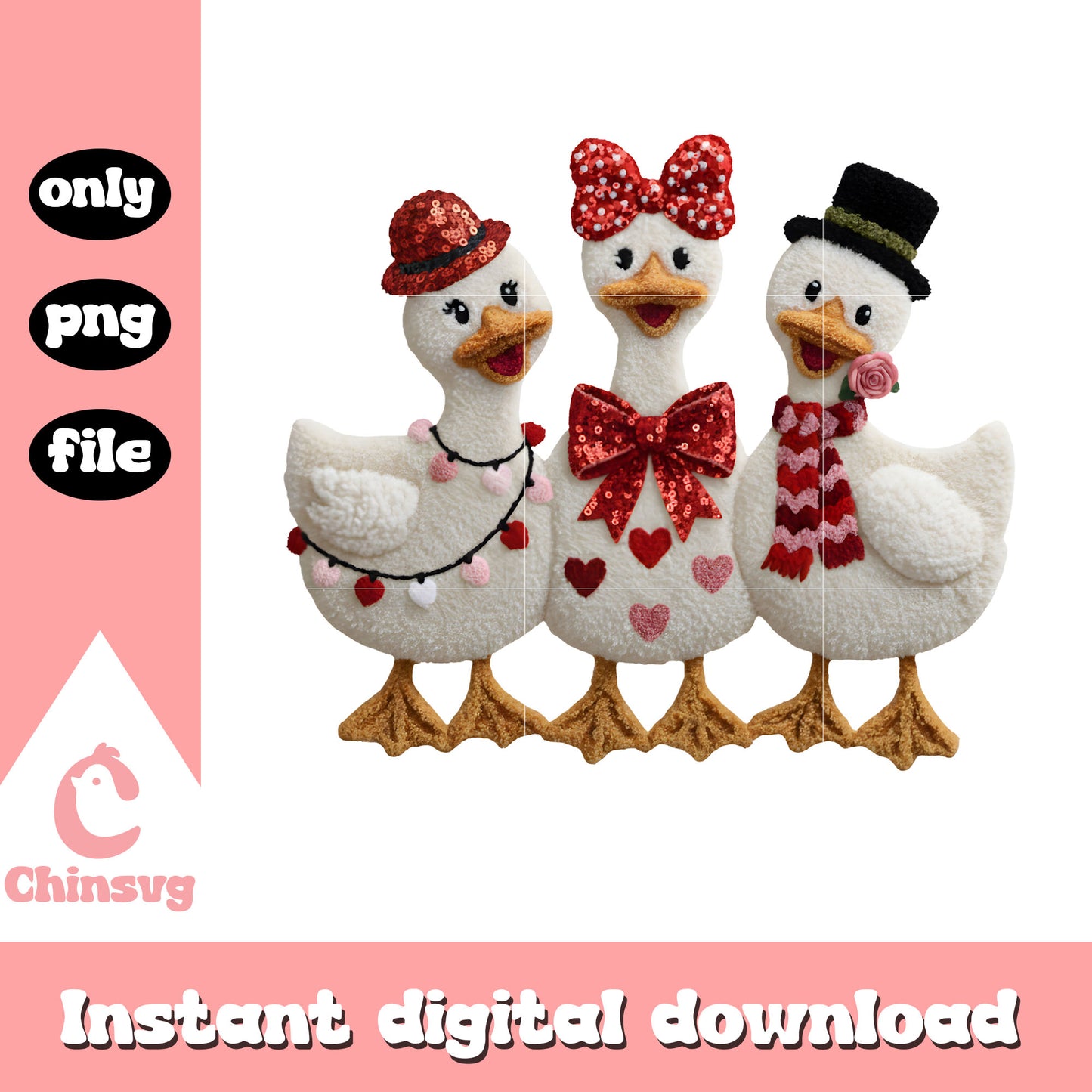 Valentine crochet duck cute png, valentines day ducks png