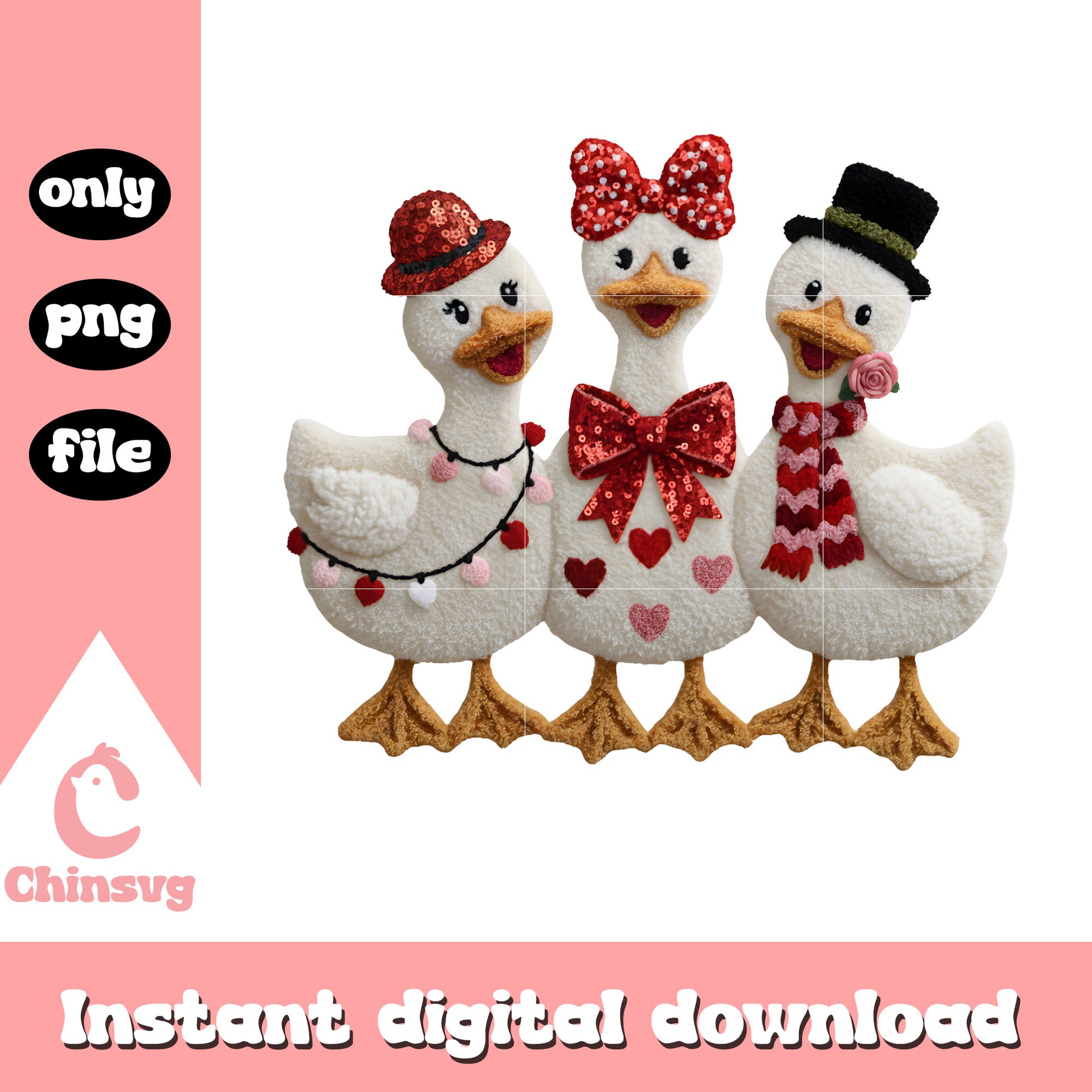 Valentine crochet duck cute png, valentines day ducks png