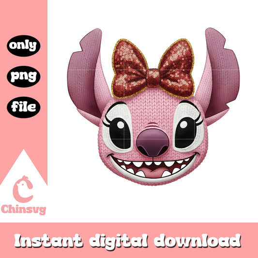 Valentine crochet face angel png, stitch valentines​ png