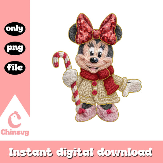 Valentine crochet minnie glitter png, disney valentines​ png