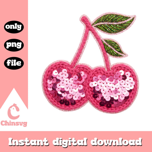 Valentine crochet pink cherry png, cherry valentine​​ png