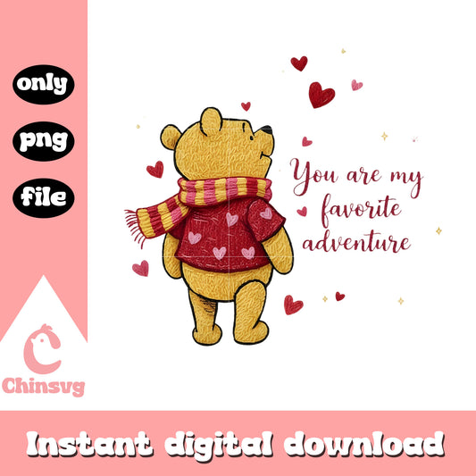 Valentine crochet pooh hearts png, disney valentine's day png