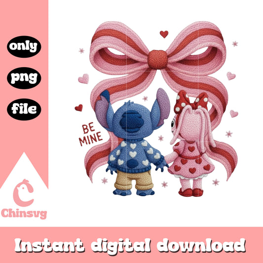Valentine crochet stitch bow png, stitch valentines​ png