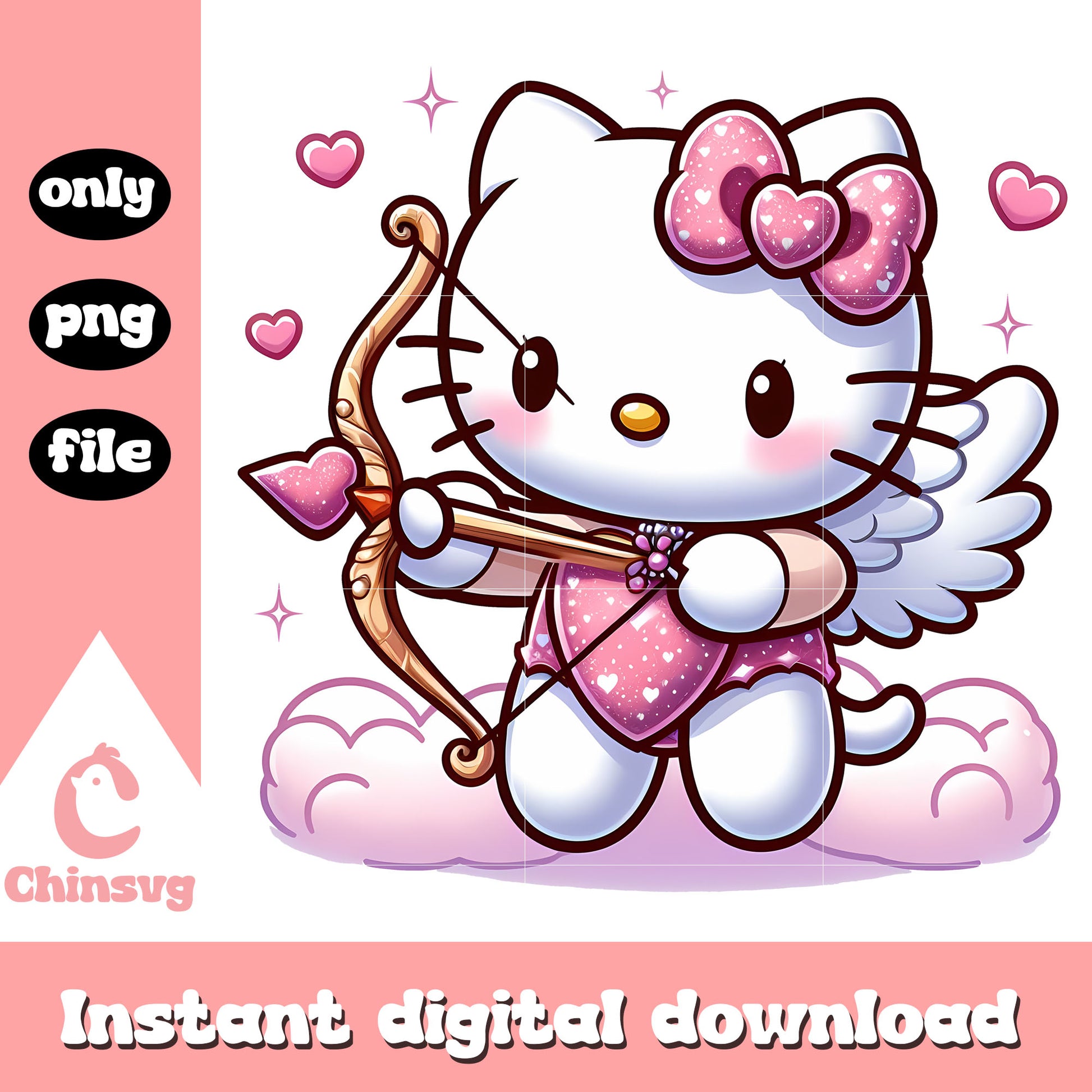 Valentine day cupid pink hello kitty png, cupid png, hello kitty png