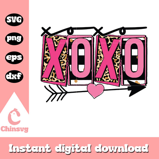 Valentine day xoxo leopard svg, xoxo svg, valentine svg
