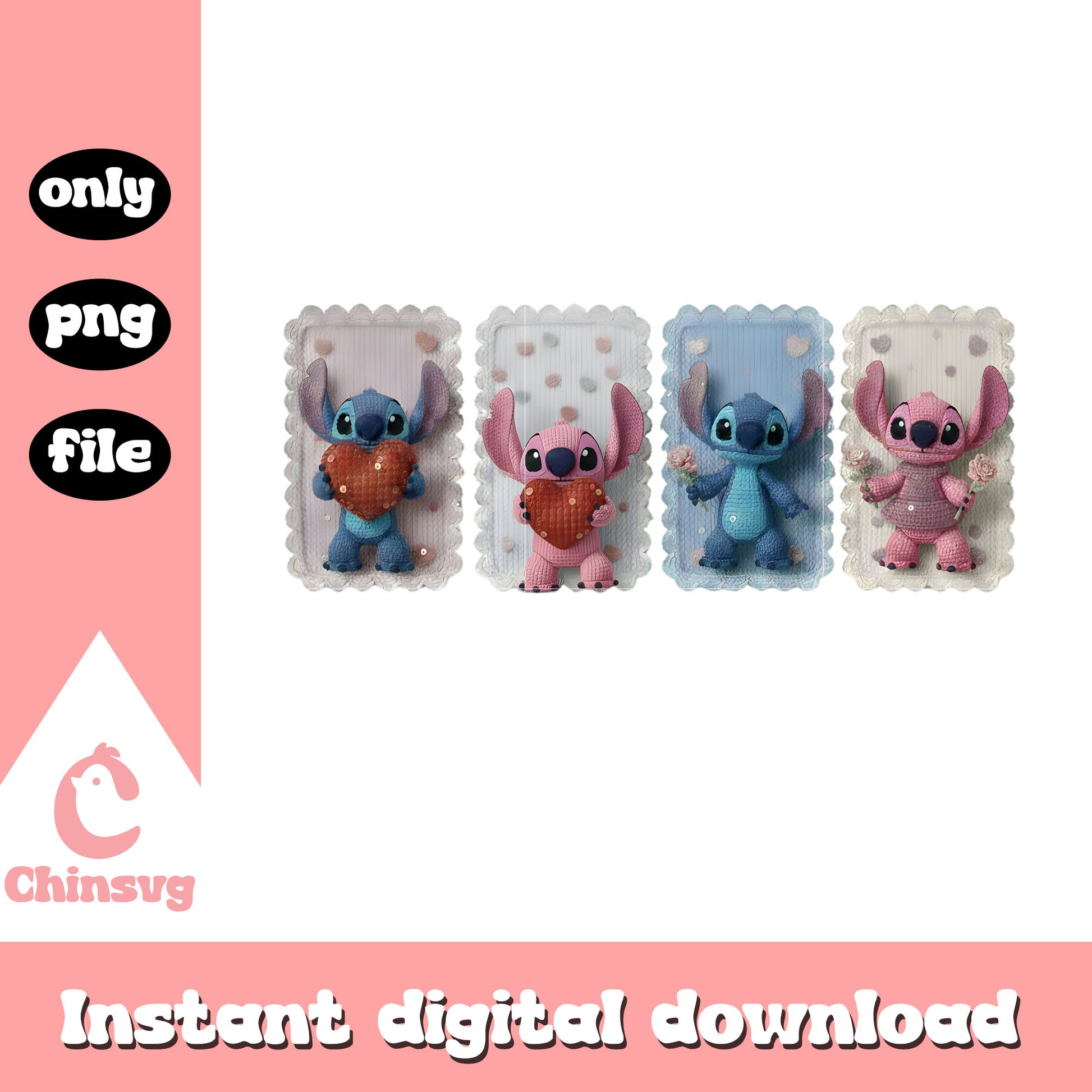 Valentine design couple crochet png, stitch valentines day​​ png