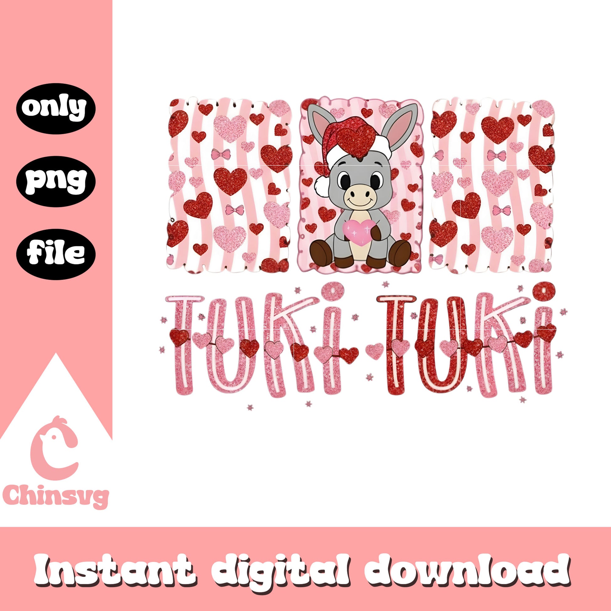 Valentine donkey tuki love png, valentines design​ png