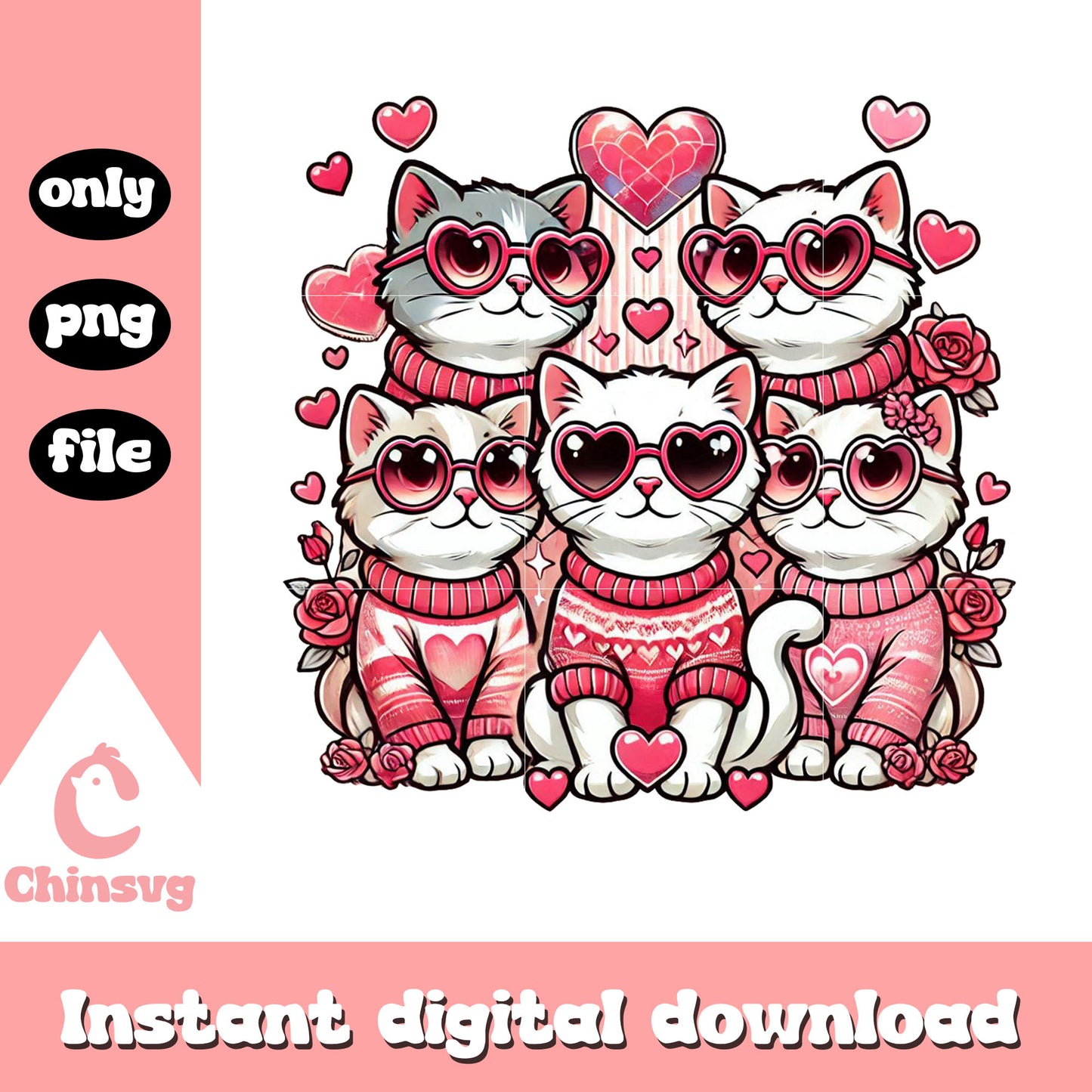 Valentine family cat lover png, cat valentine costume png