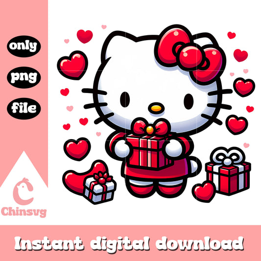 Valentine giftkitty cat design png, valentine gift png