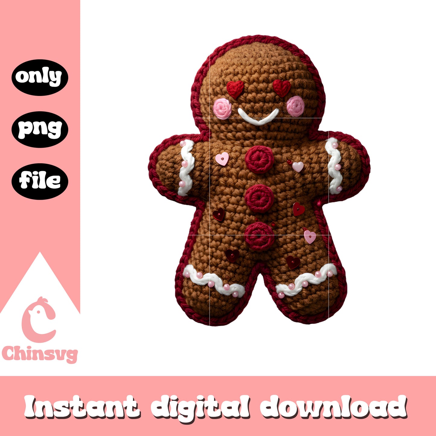 Valentine gingerbread crochet art png, valentine gingerbread​​​ png