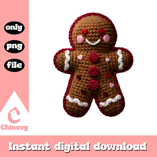 Valentine gingerbread crochet art png, valentine gingerbread​​​ png