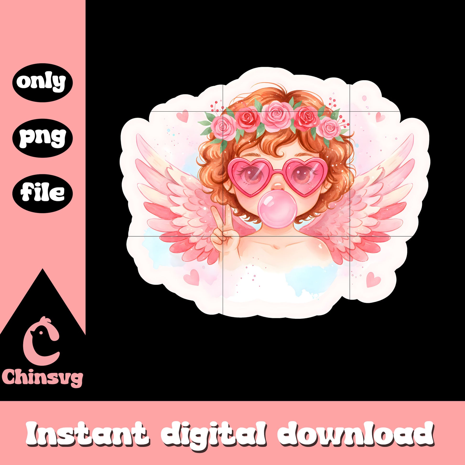 Valentine girl angel glasses png, valentine angels​​​ png