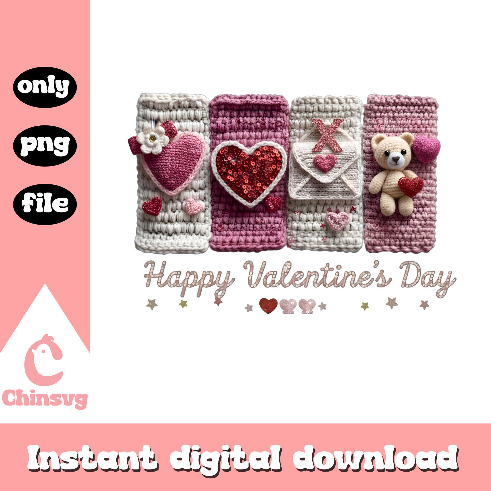 Valentine glitter hearts bear png, valentines day love​ png