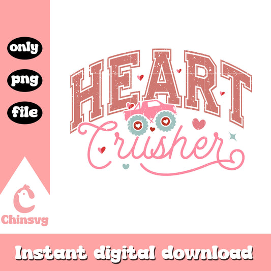 Valentine heart crucher pink png, heart valentine's day​ png