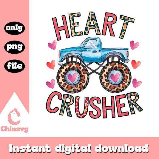 Valentine heart crusher truck png, heart png, valentine day png