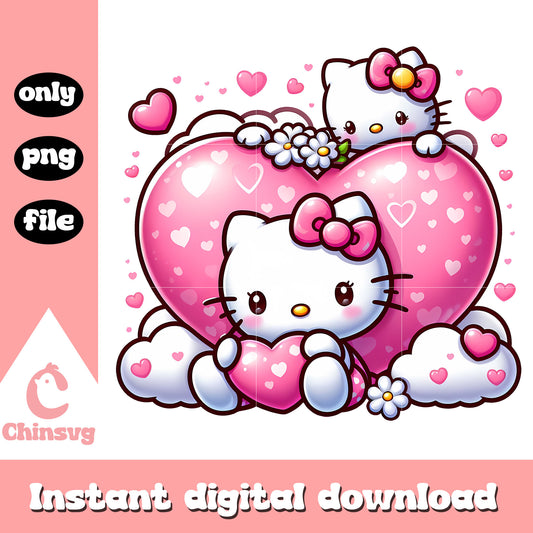 Valentine heart hello kitty png, valentines png, heart png