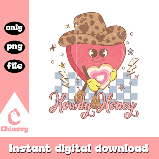 Valentine howdy honey heart png, Retro valentine's day​ png