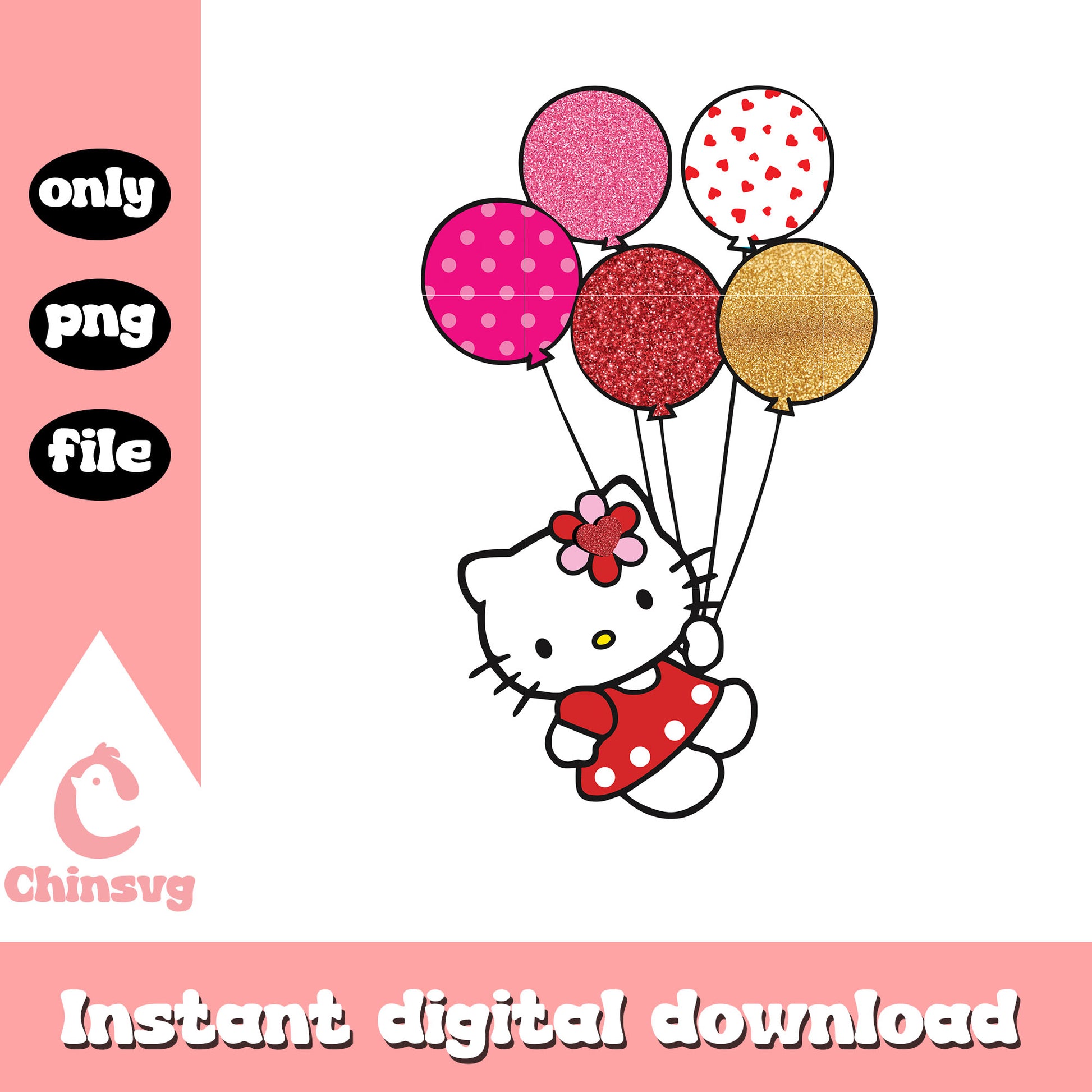 Valentine kitty balls cartoon png, hello kitty valentine​​ png