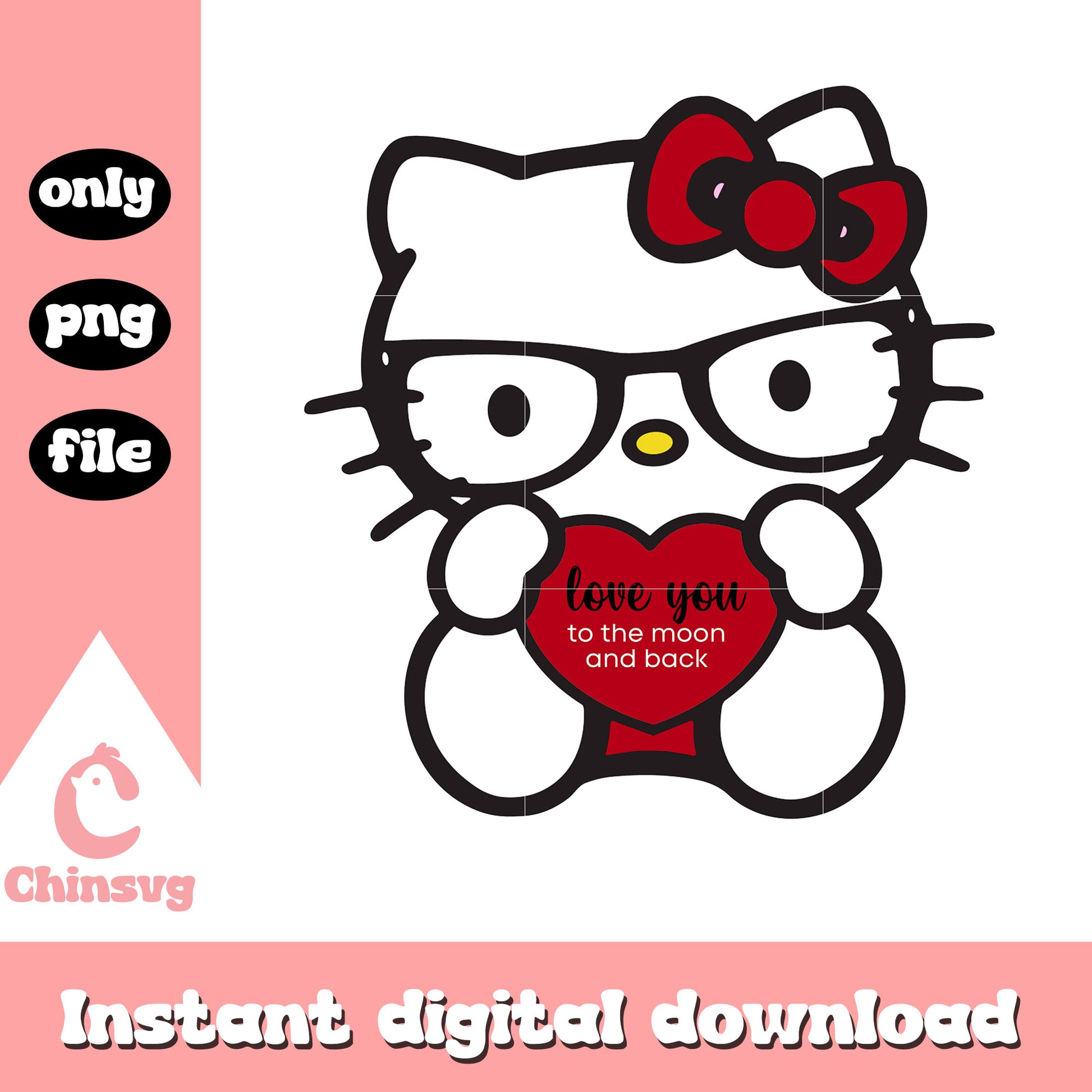 Valentine kitty glasses love png, hello kitty valentine​​ png