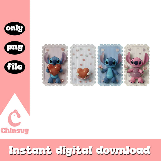 Valentine love couple crochet png, stitch valentines day​​ png