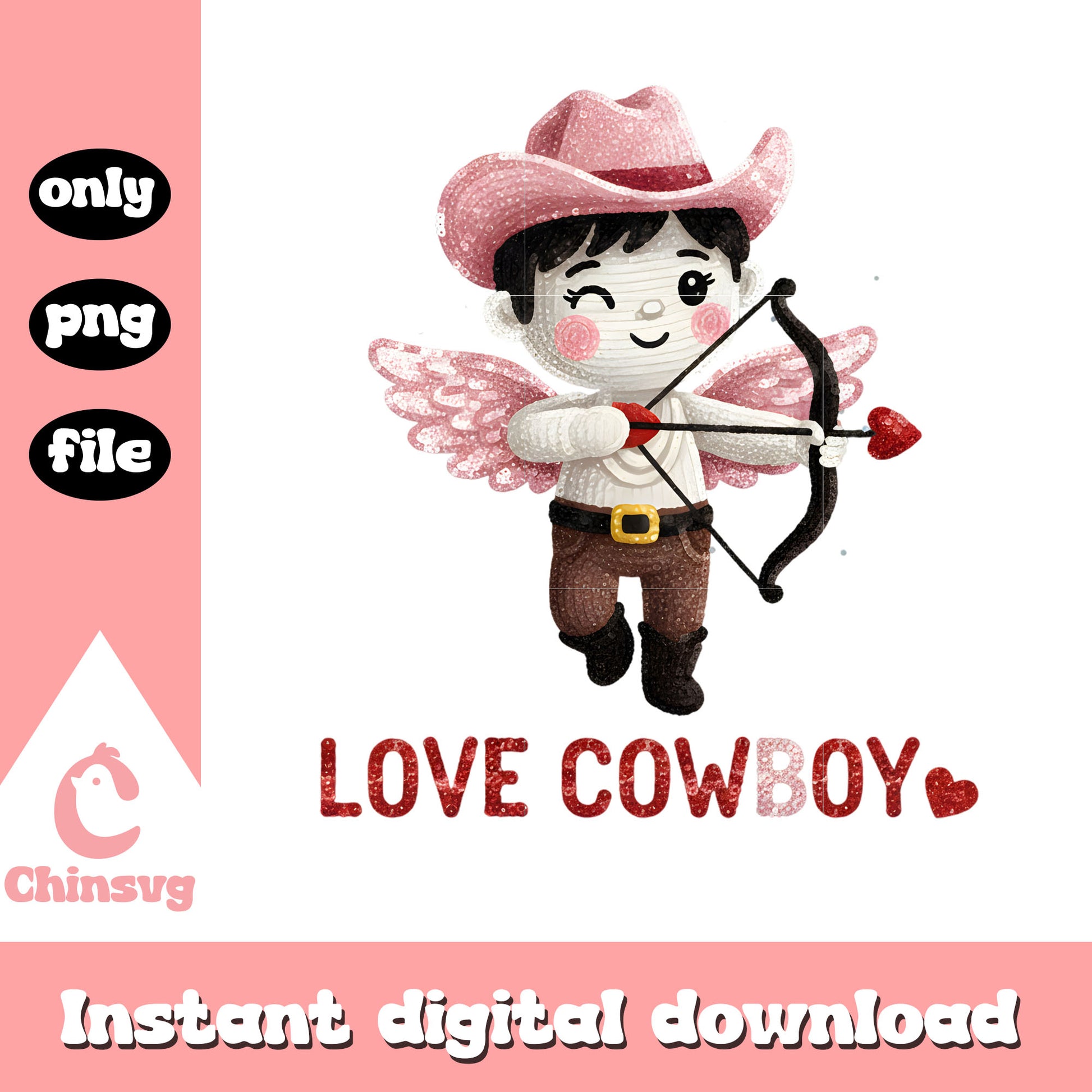 Valentine love cowboy crochet png, valentines day love png