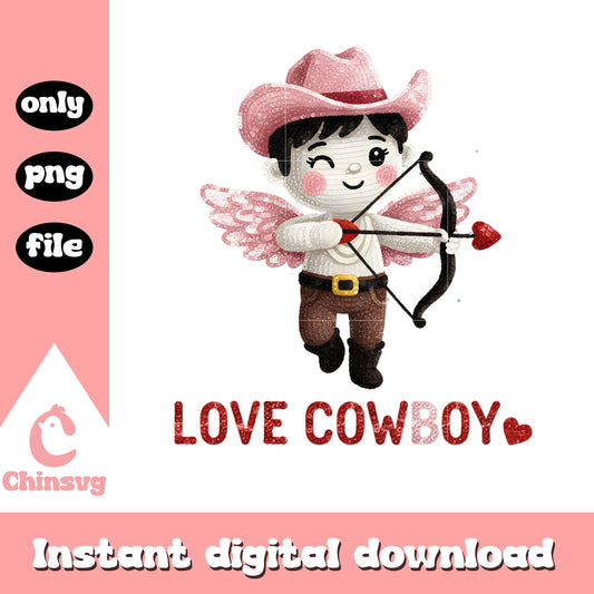 Valentine love cowboy crochet png, valentines day love png