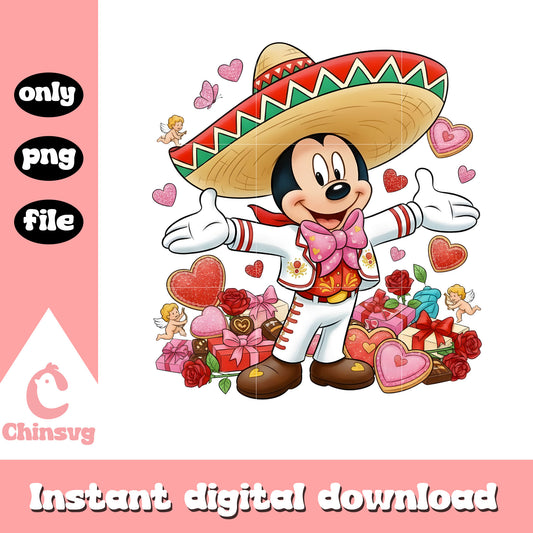 Valentine mexican mickey gifts png, disney valentines​ png