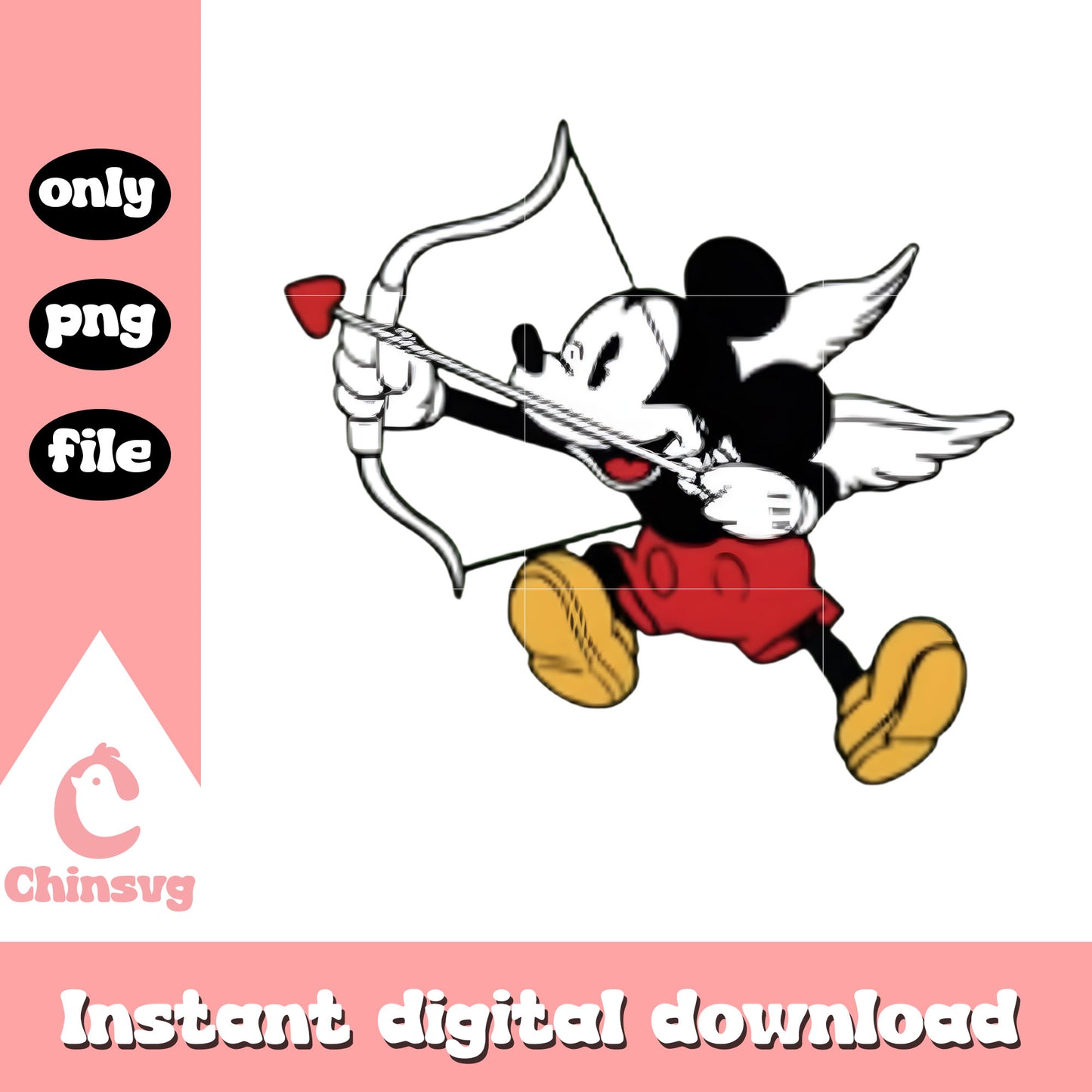 Valentine mickey custom angel png, valentine's disney​​​ png