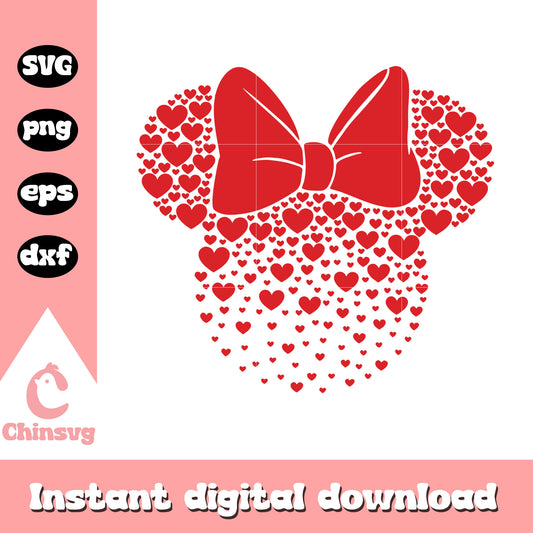 Valentine minnie head heart shape svg, disney valentine svg