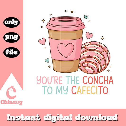 Valentine pink cafecito conchas png, valentines day love​​ png