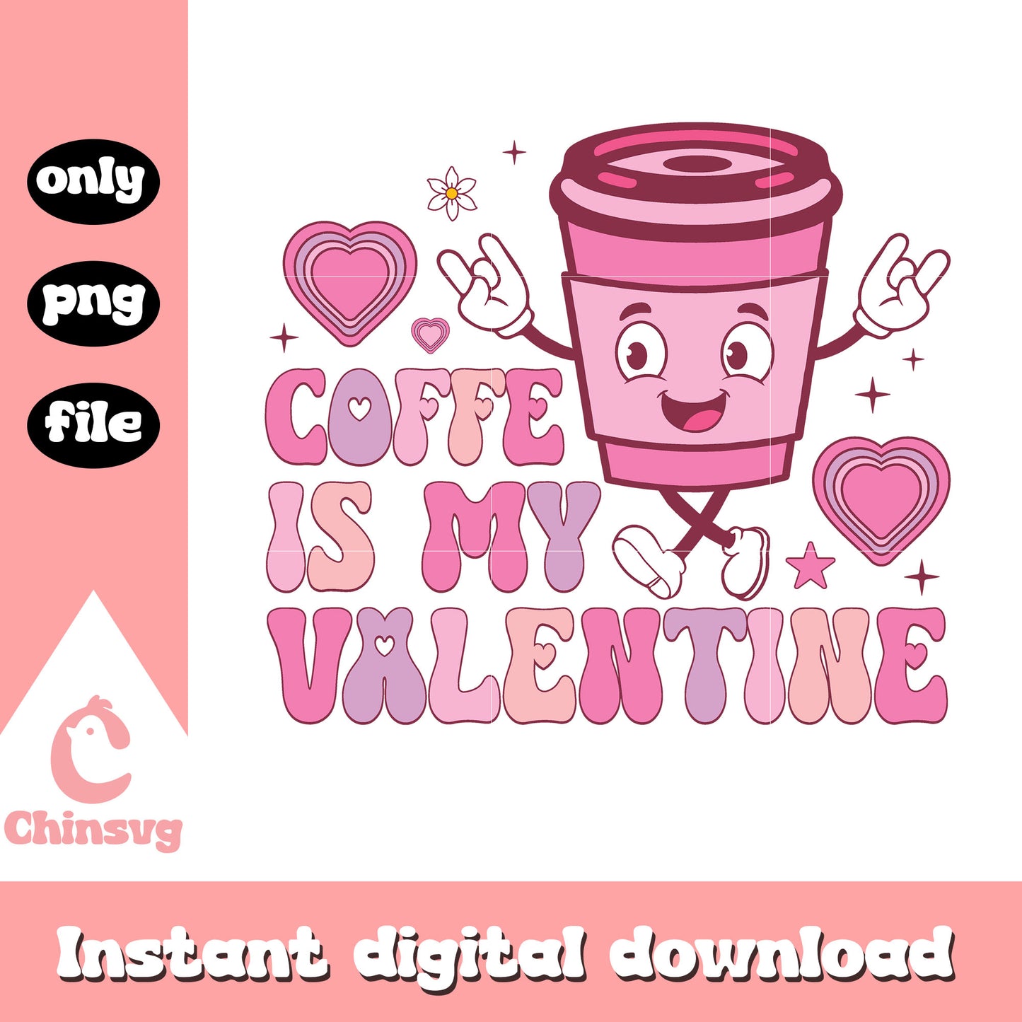 Valentine pink coffee hearts png, heart valentine's day​​​ png