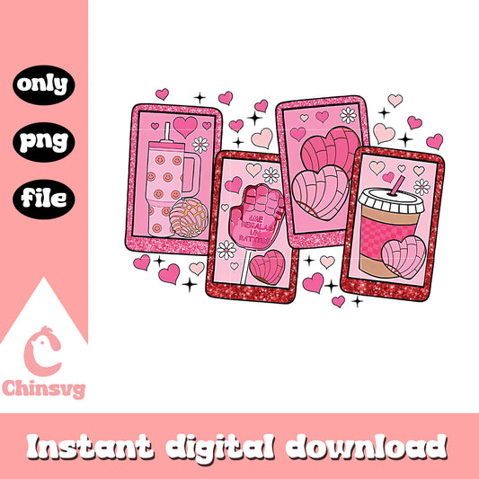 Valentine pink coffee sticker png, design valentines day​ png